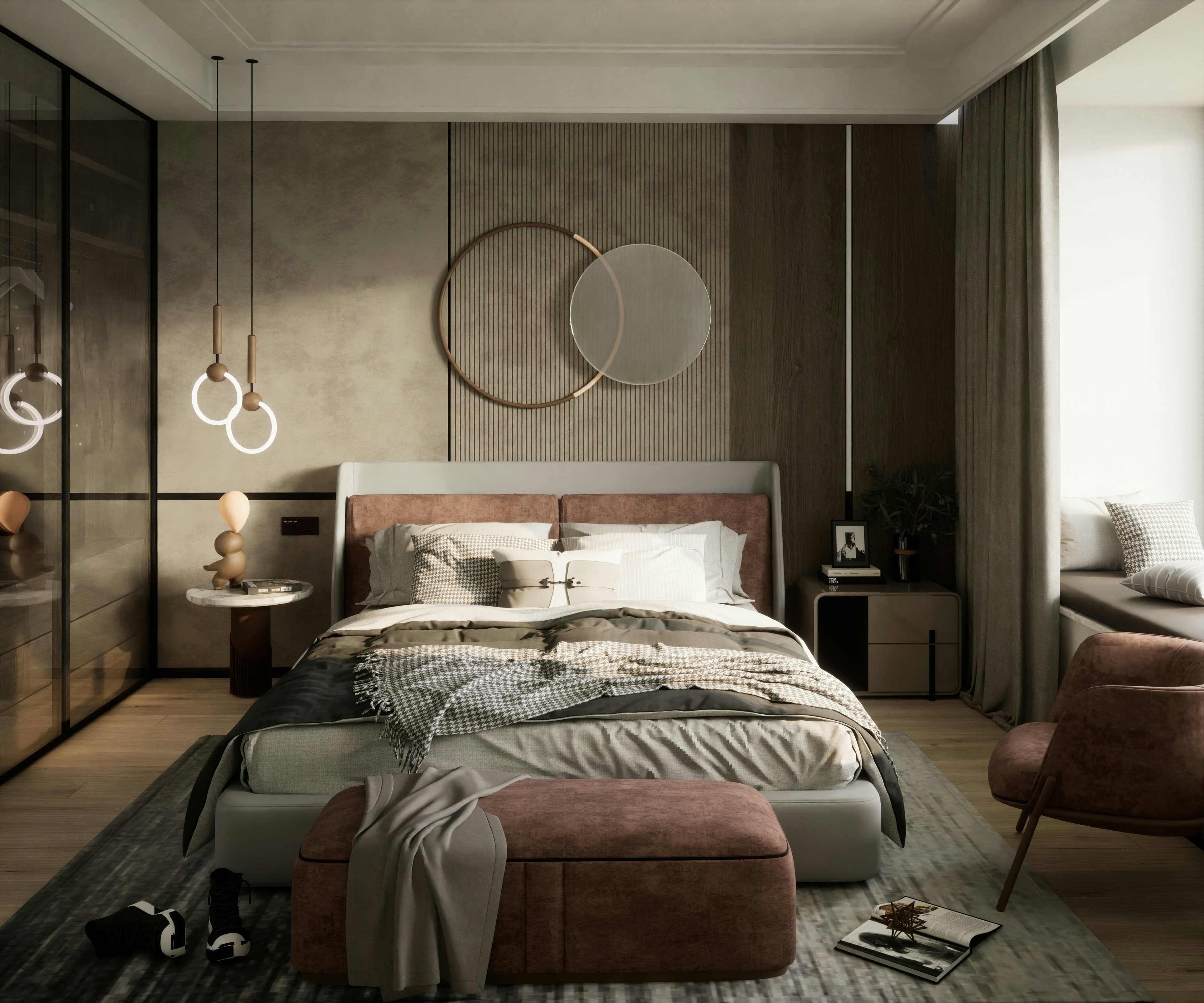 cozy bedroom with natural light and neutral decor